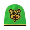 green plain weave skull beanie hat
