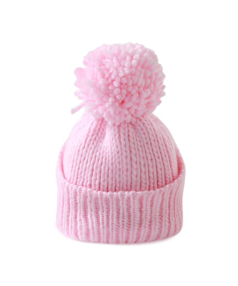 Pink Cable Pom Pom Beanies Hat