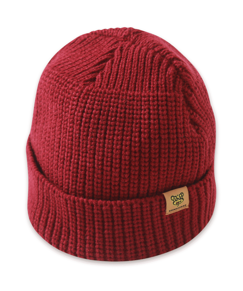 Wine Red Waffle Cuffed Beanie