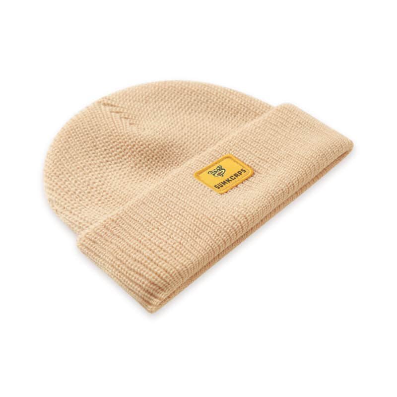 Beige Waffle Cuffed Beanie 3