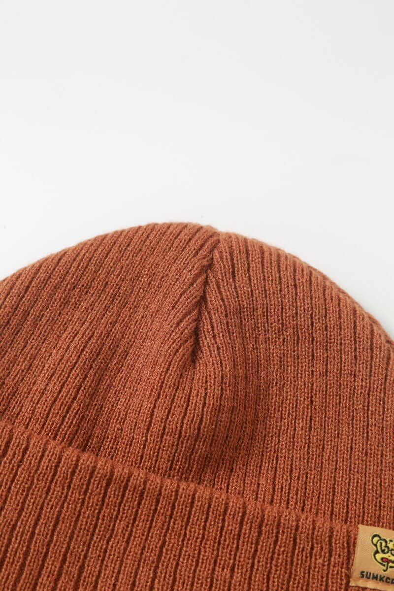 Rusty Red Waffle Cuffed Beanies
