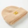 Beige Waffle Cuffed Beanie 4