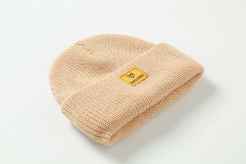 Beige Waffle Cuffed Beanie 4