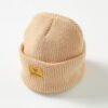 Beige Waffle Cuffed Beanie 5