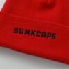Plain Weave Red Cuffed Beanie Hat