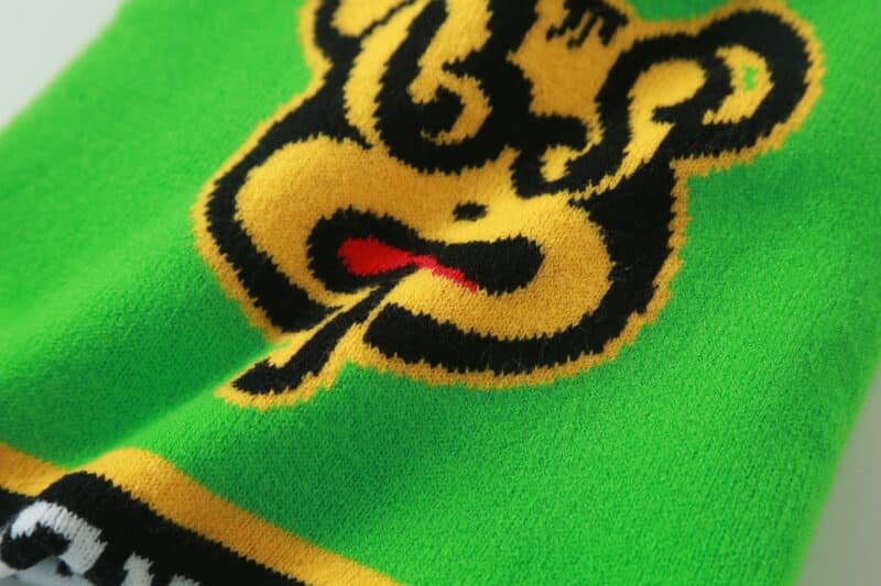 green plain weave skull beanie hat