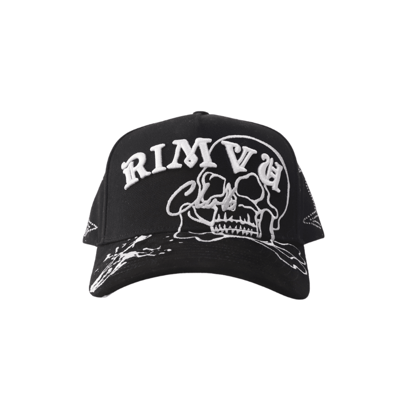 black cotton baseball cap with rhinestone and embroidery1