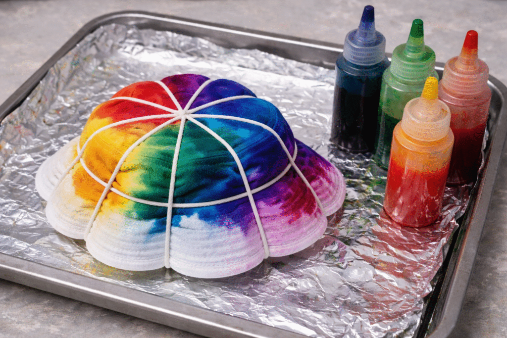 een emmerhoed tie-dye