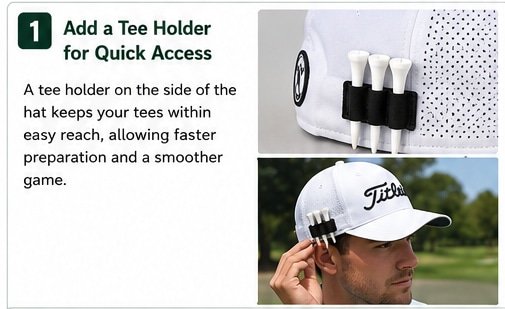 Un cappellino da golf dotato di supporto per il tee, per migliorare l'esperienza di gioco.