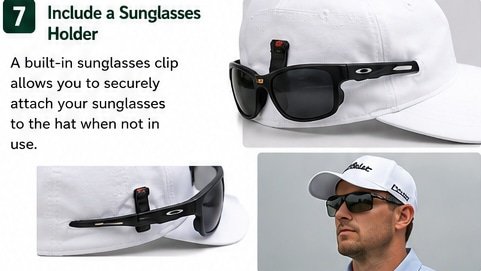 Cappellino da golf con clip per occhiali da sole