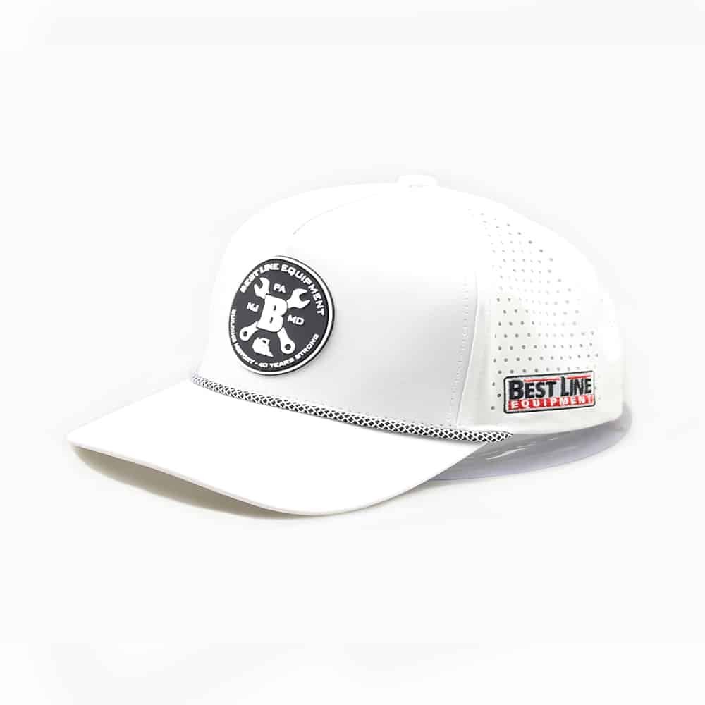 Sumkcaps 16004 Rubber Patch White Polyester Performance Hat