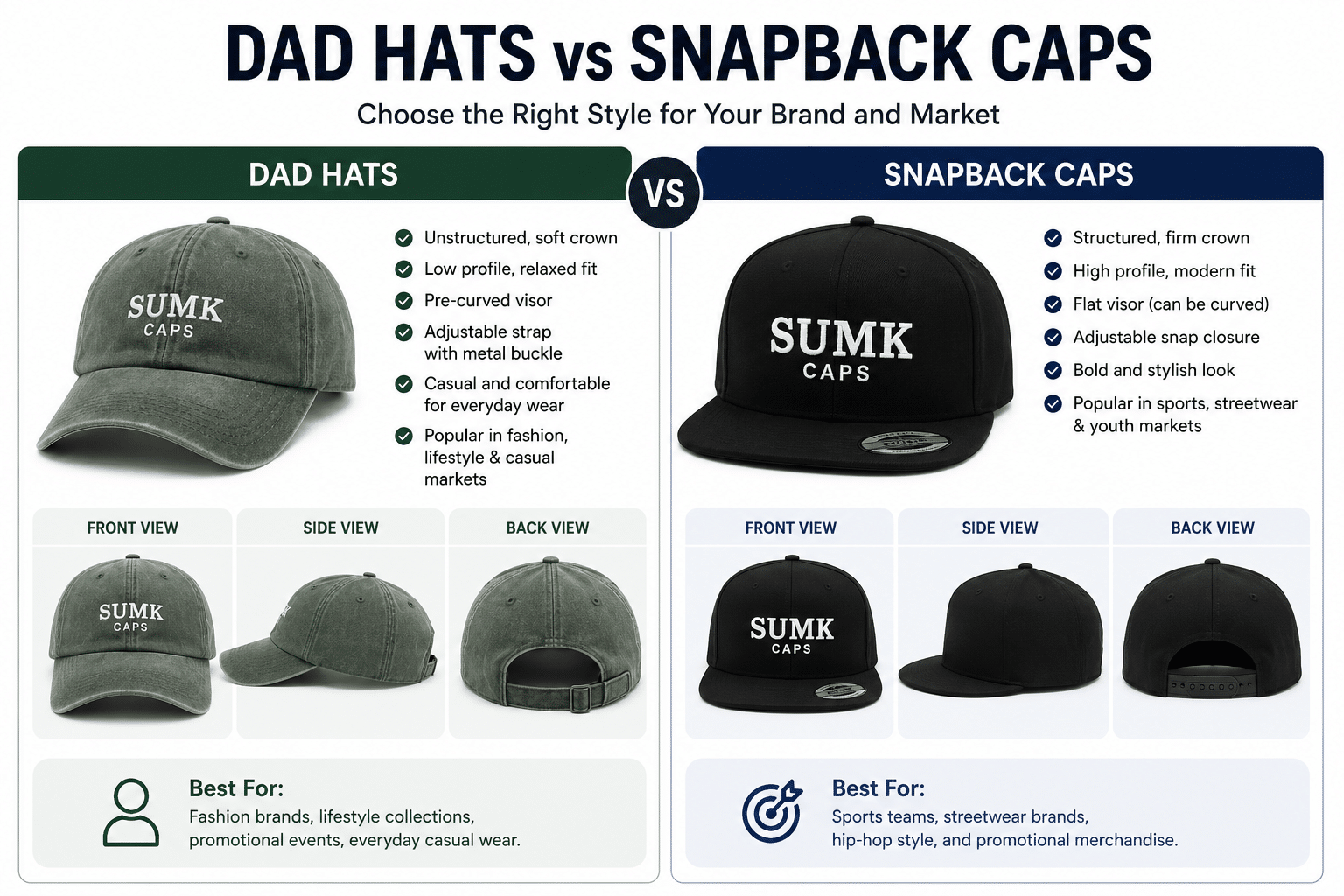 Dad-Caps vs. Snapback-Caps