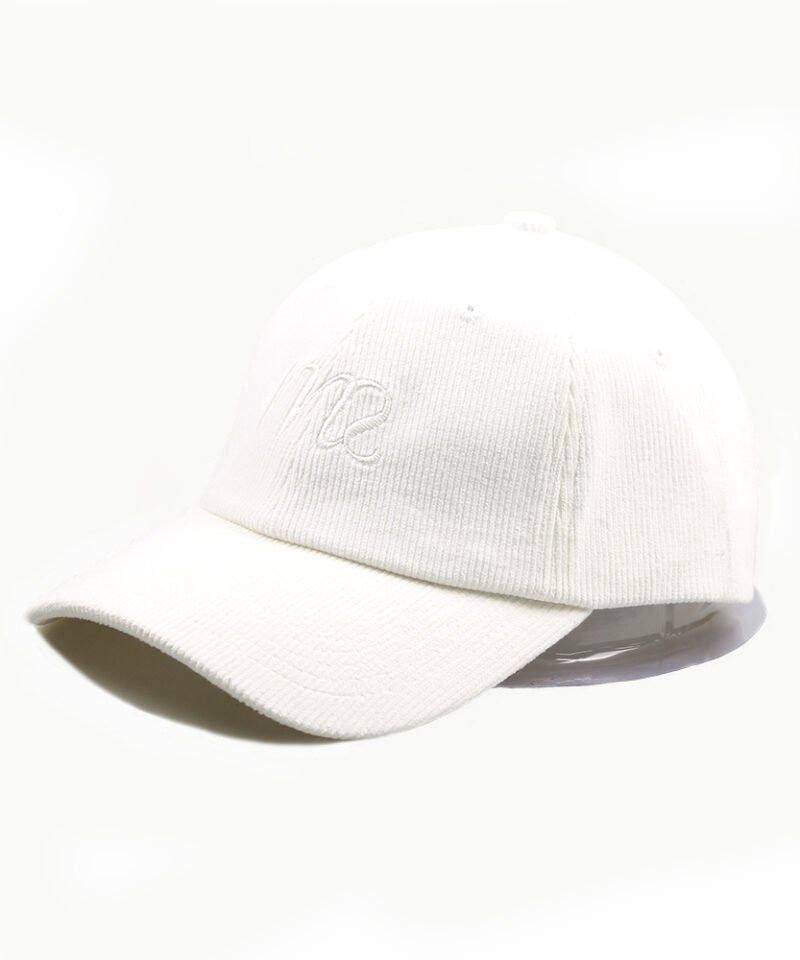 White corduroy dad hat with flat embroidery5