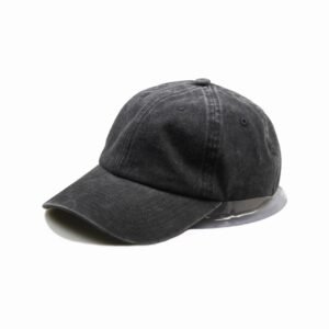 Cappellino da papà in cotone lavato con ricamo 3D nero1